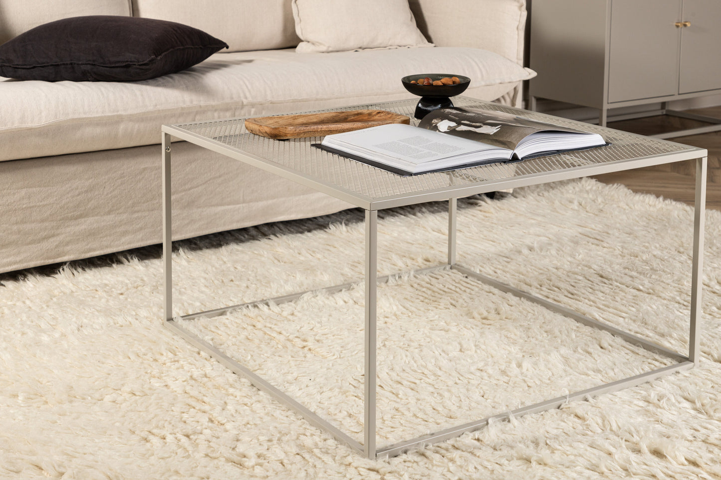 Netz Couchtisch 80 x 80 x 45 cm - Stahl Beige