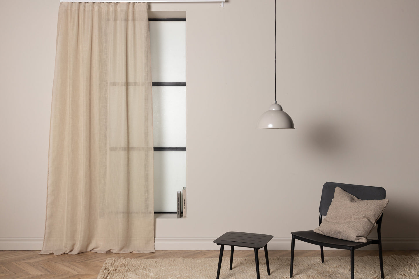 Kaya Vorhang aus Polyesterimitat-Leinen – Beige – 140 x 240 – Multiband