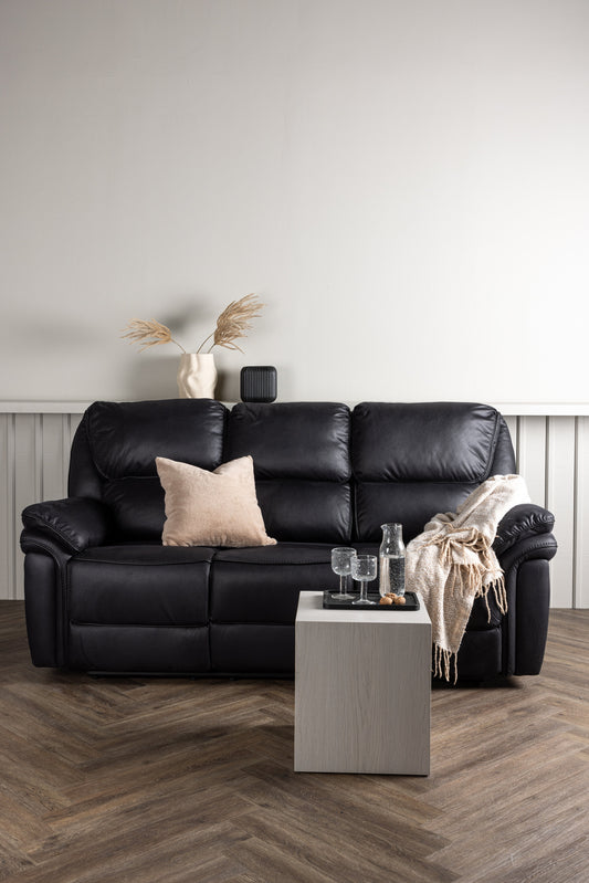 Saranda Recliner 3-Sitzer-Sofa – schwarze Mikrofaser