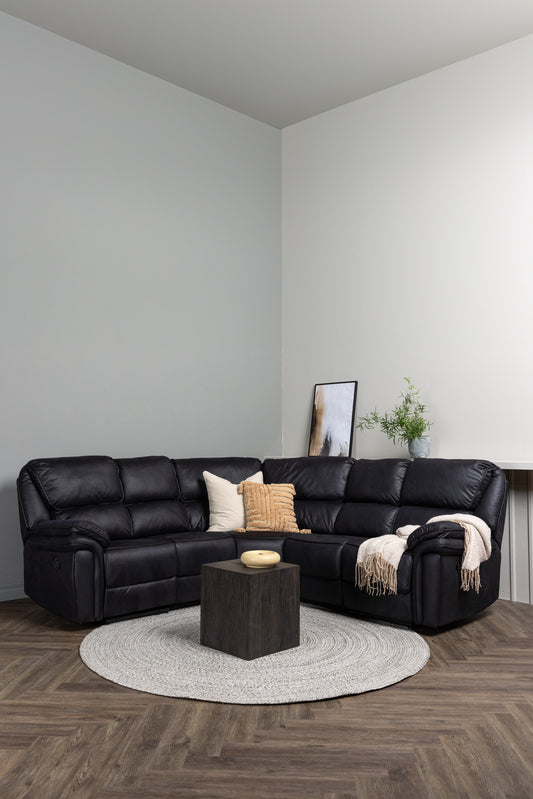 Saranda Recliner Ecksofa – Schwarze Mikrofaser