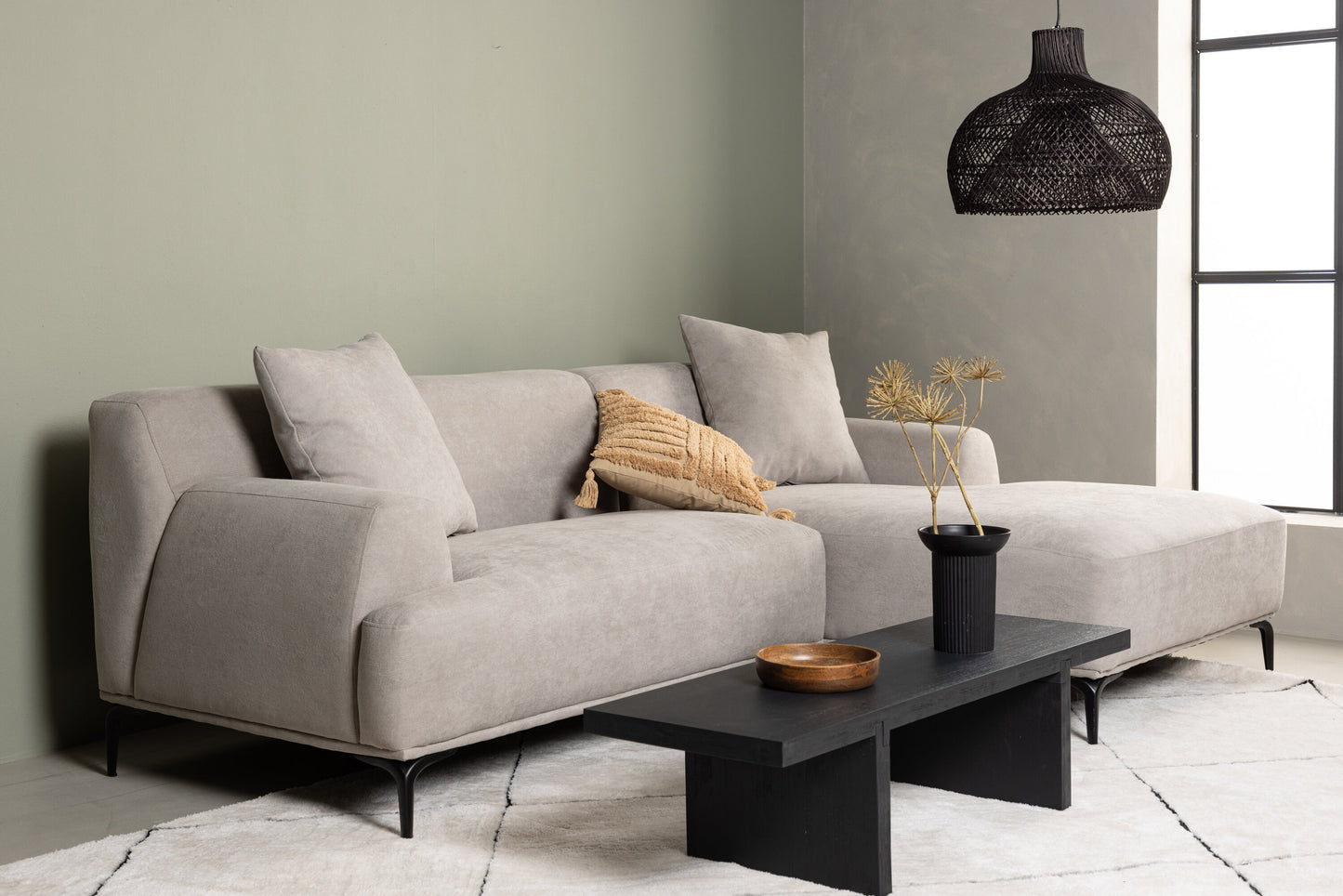 Viskan Ecksofa 77 x 92 x 242cm - Hellgrauer Stoff