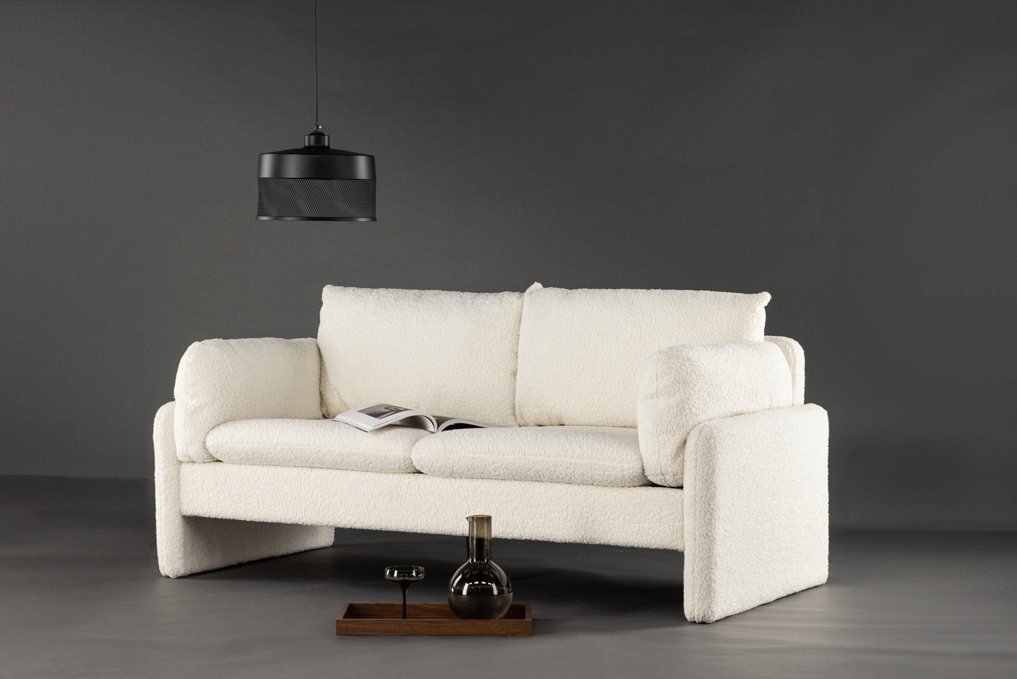 Vindel Sofa 184 x 88 x 47 cm - Weißer Teddy-Stoff