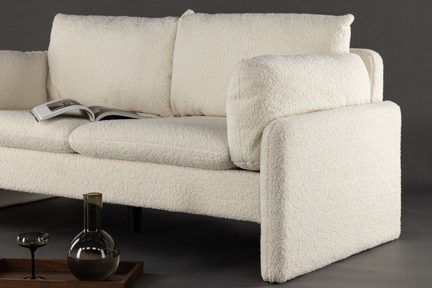 Vindel Sofa 184 x 88 x 47 cm - Weißer Teddy-Stoff