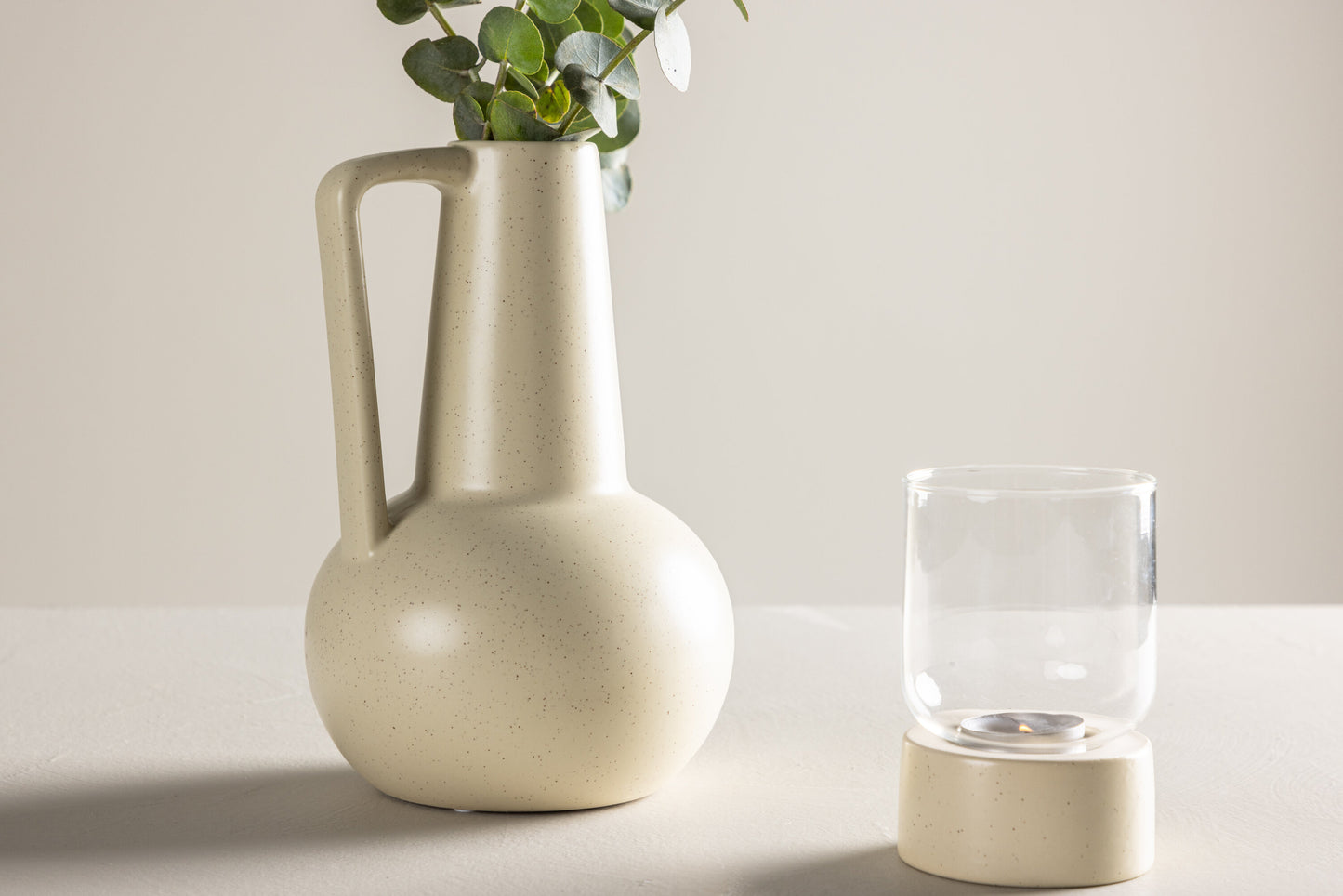 Lane Vase - BeigeSchwarze Punkte - 15 x 15 x 22 cm