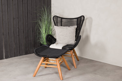 Tingeling Lounge Chair Inc. Hocker – Akazie aus schwarzem Seil