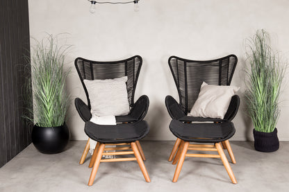 Tingeling Lounge Chair Inc. Hocker – Akazie aus schwarzem Seil